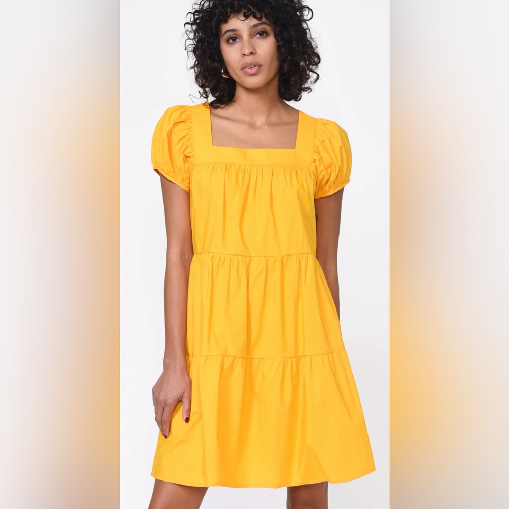 Greylin Lora Poplin Cap Sleeve Tiered Dress
